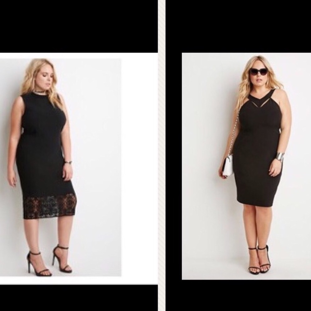 Forever 21 Plus Size Little Black Dress Lot 1X 2X